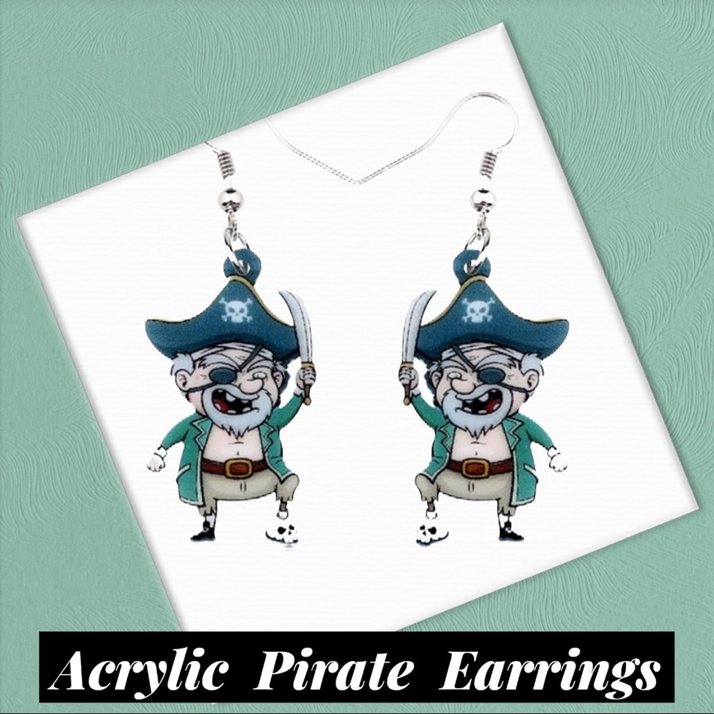 Pirate Skull Acrylic Earrings - Picture 1 of 9
